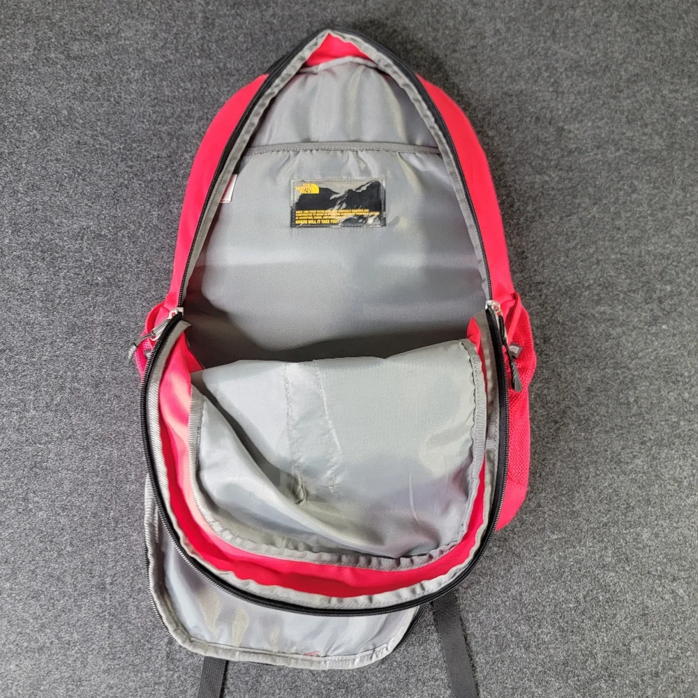 The North Face Wasatch Backpack Pink Grey Black Bottle Pockets Zippers Storage